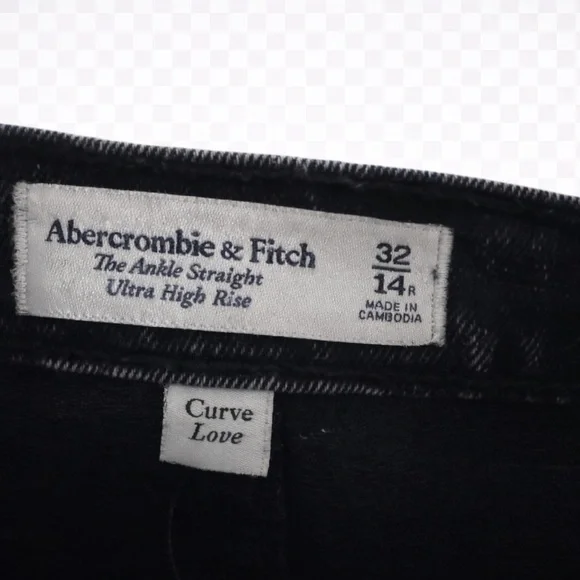 Abercrombie & Fitch Black Curve Love Jeans, Ultra High Rise, Ankle Straight - Picture 2 of 3